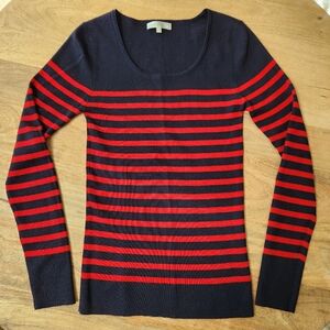 Womens navy & red striped sweater